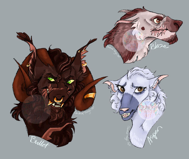 King Bullet, King Blaze, Queen Aspen Headshots